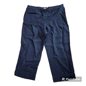 J. Jill Womens Black 100% Linen Crop Straight Leg Pull On Pants w Pockets Sz PS